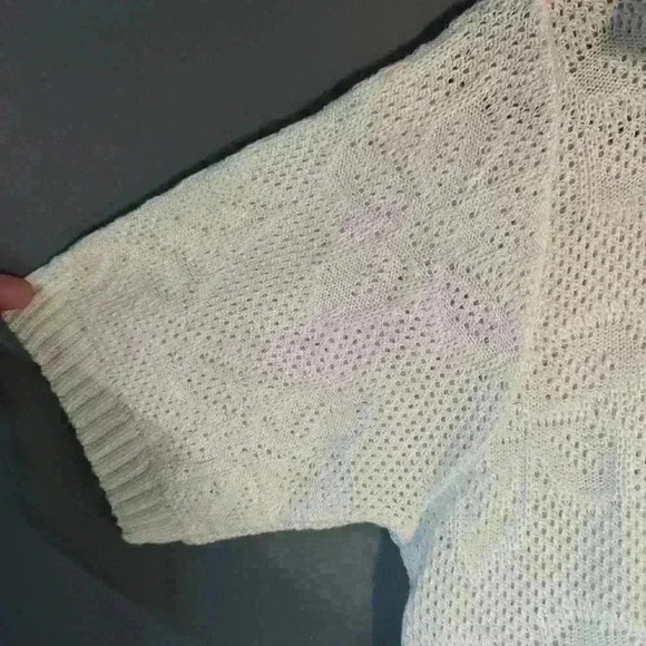 Vintage Kenneth too white knit sweater shirt small with scalloped collar - Picture 5 of 9